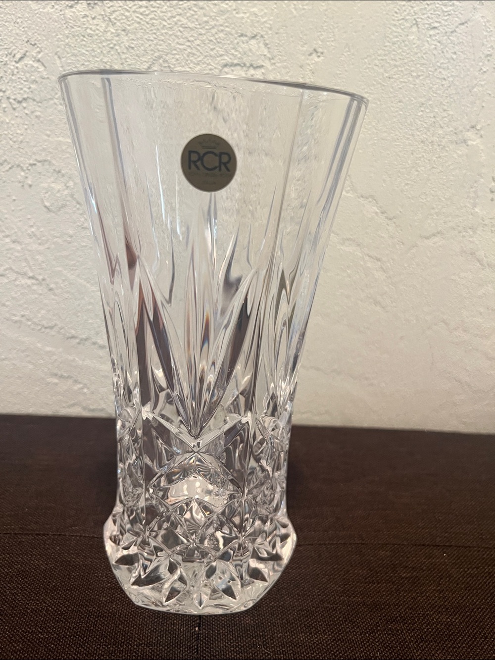 #2270** “4x8”Vintage 80’s  Clear Cut Crystal Vase - Clear